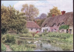 Cottage a Lake, vicino a Salisbury, Wiltshire, da The Cottages and the Village Life of Rural England pubblicato da Dent & Sons Limited, 1912